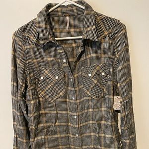 Free People plaid western shirt